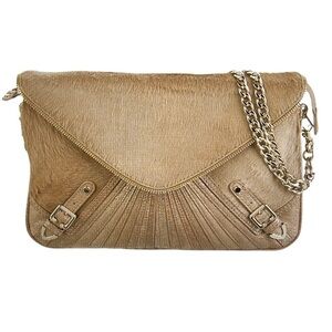REBECCA MINKOFF COLLECTION GOLD PONYHAIR LEATHER BAG